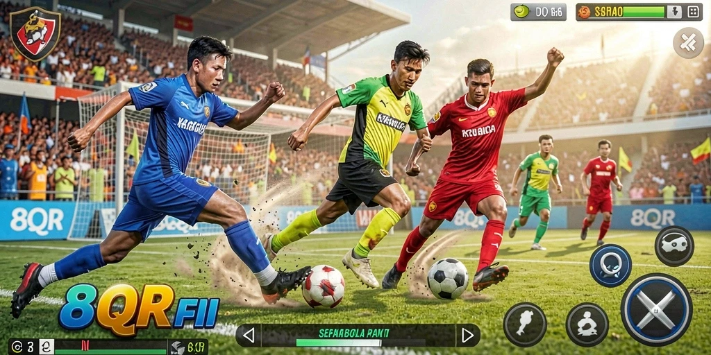 Tampilan menarik dari gameplay sepak bola 8QR.