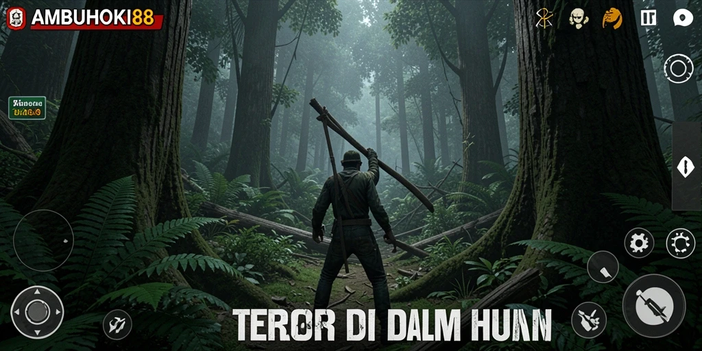 Screenshot gameplay menampilkan suasana hutan yang mencekam.
