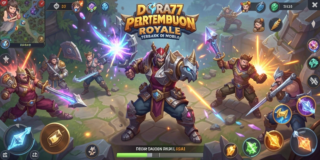 Tampilan gameplay seru dalam DORA77 saat bertempur di arena Battle Royale.