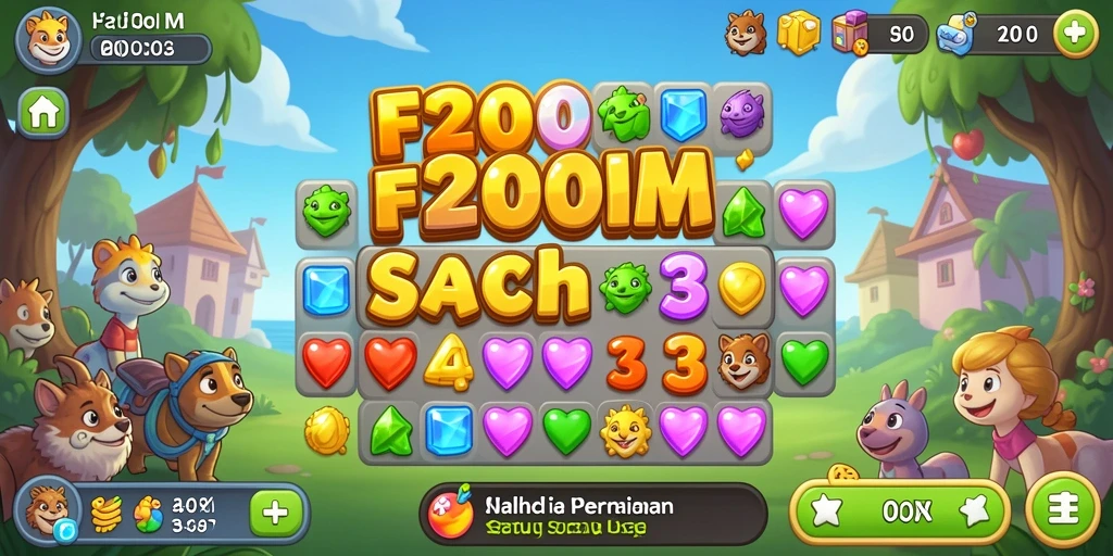 Tangkapan layar utama F200M menampilkan gameplay menarik dari permainan Match-3.