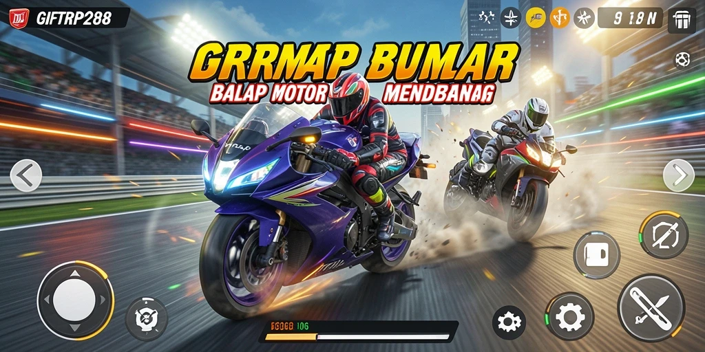 Gameplay seru di <strong>GIFTRP288</strong> dengan motor balap cepat.