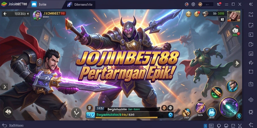 Tangkapan layar dari gameplay <strong>JOINBET88</strong> yang menampilkan pertarungan seru dan karakter dinamis.