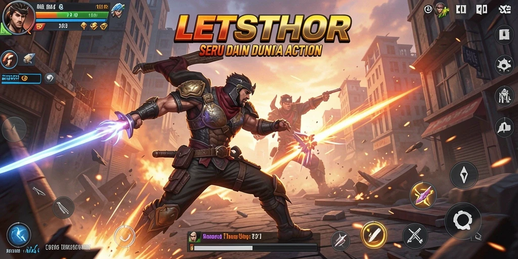 Tampilan seru dari gameplay LETSTHOR dengan pertarungan intens.