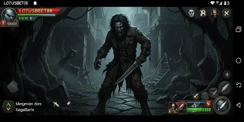 Screenshot LOTUSBET88 menampilkan suasana mencekam dan gameplay yang mendebarkan.