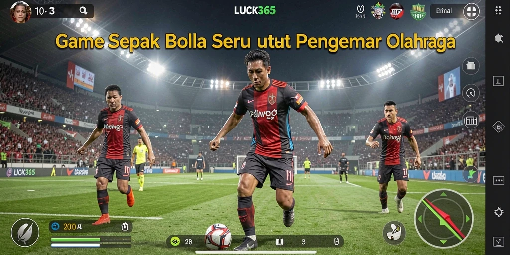 Tampilan gameplay seru dalam LUCK365 saat bertanding sepak bola.