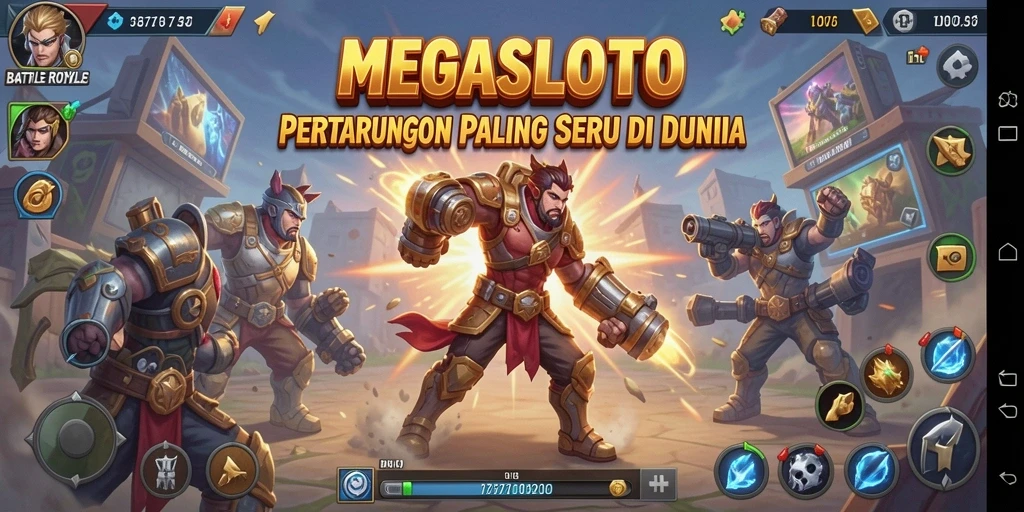 Tampilan seru dari gameplay Battle Royale di MEGASLOTO.