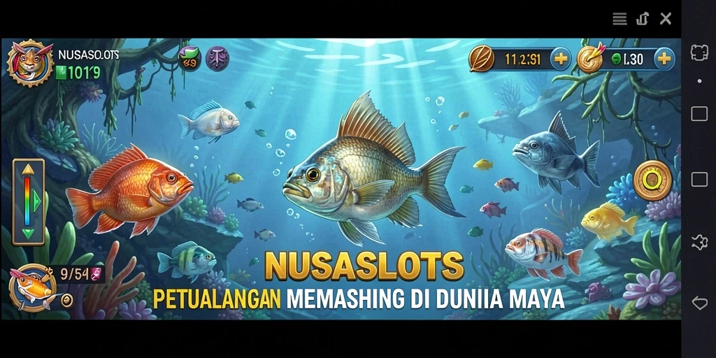 Tampilan gameplay NUSASLOTS yang menampilkan momen memancing yang seru.