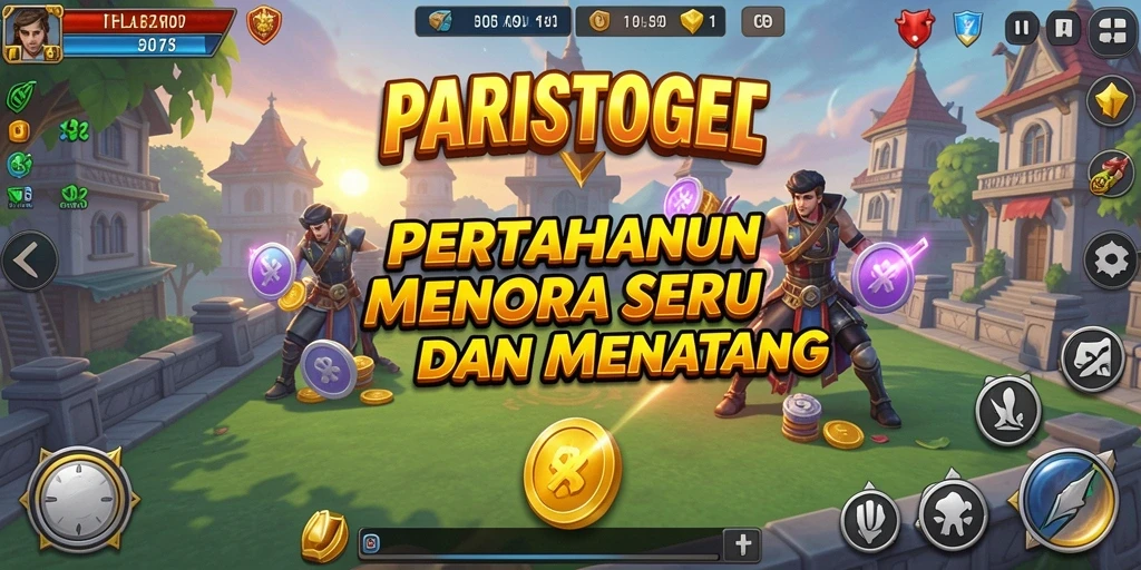 Tampilan gameplay menarik dari PARISTOGEL dengan aksi Tower Defense.