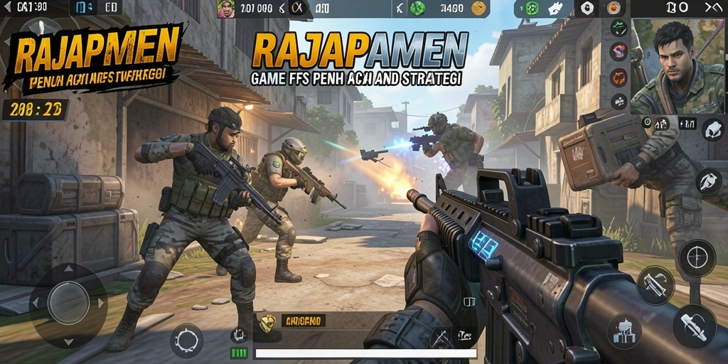 Screenshot utama RAJAPAMEN menampilkan aksi seru dalam permainan FPS.