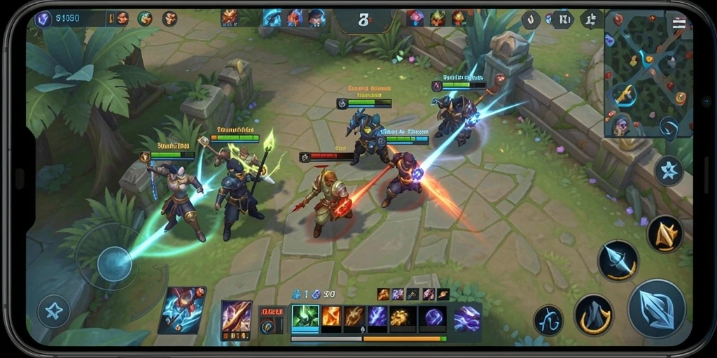 Gameplay seru dengan karakter MOBA yang beragam.